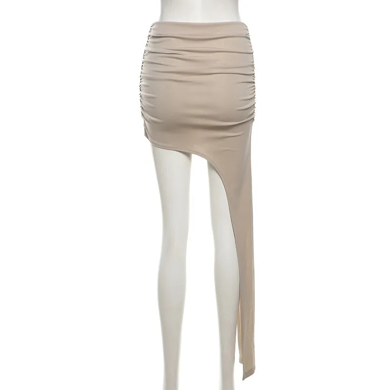 Asymmetrical Skirts For Women Y2k Clothes Solid Color Conjuntos De Falda Sexy Mujer Slim Jupe Femme Été Korean Fashion Clothing