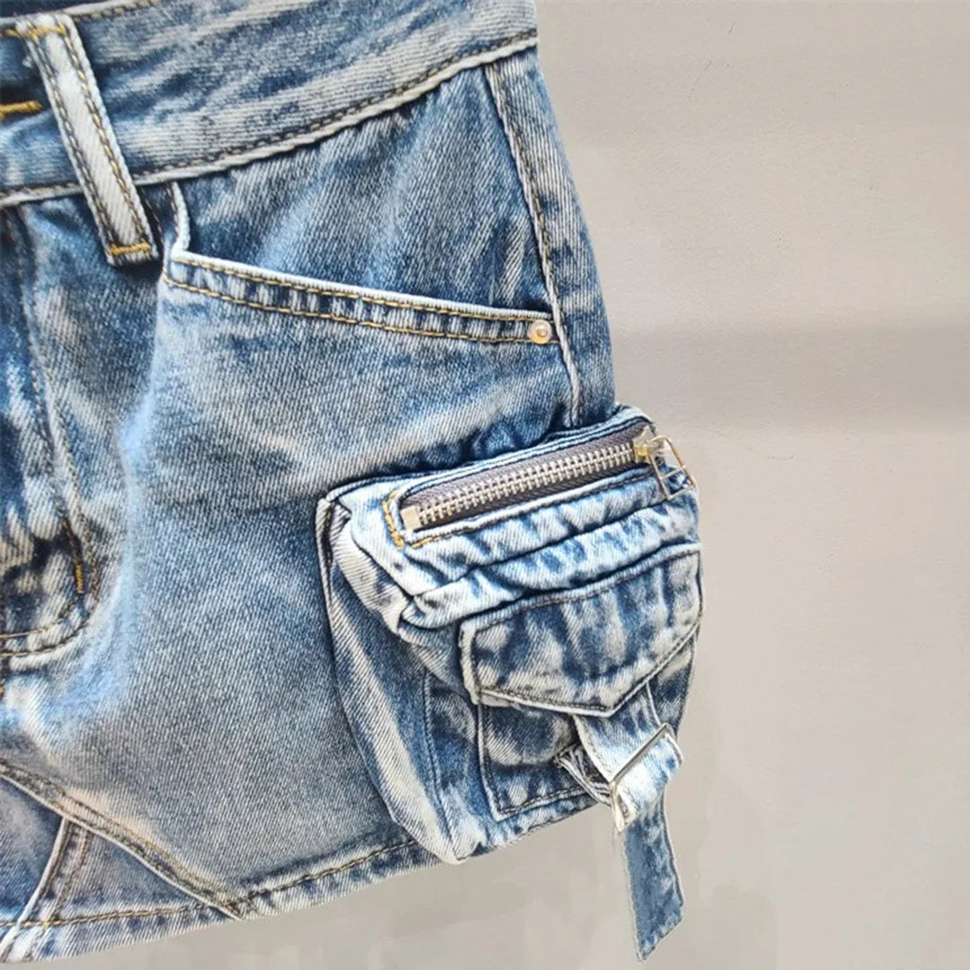 Vintage Y2k Skirt for Women Clothing Street Fashion Harajuku Hip Hop Washing Aging Mini Skirt Jean Casual Sexy Denim Skirt