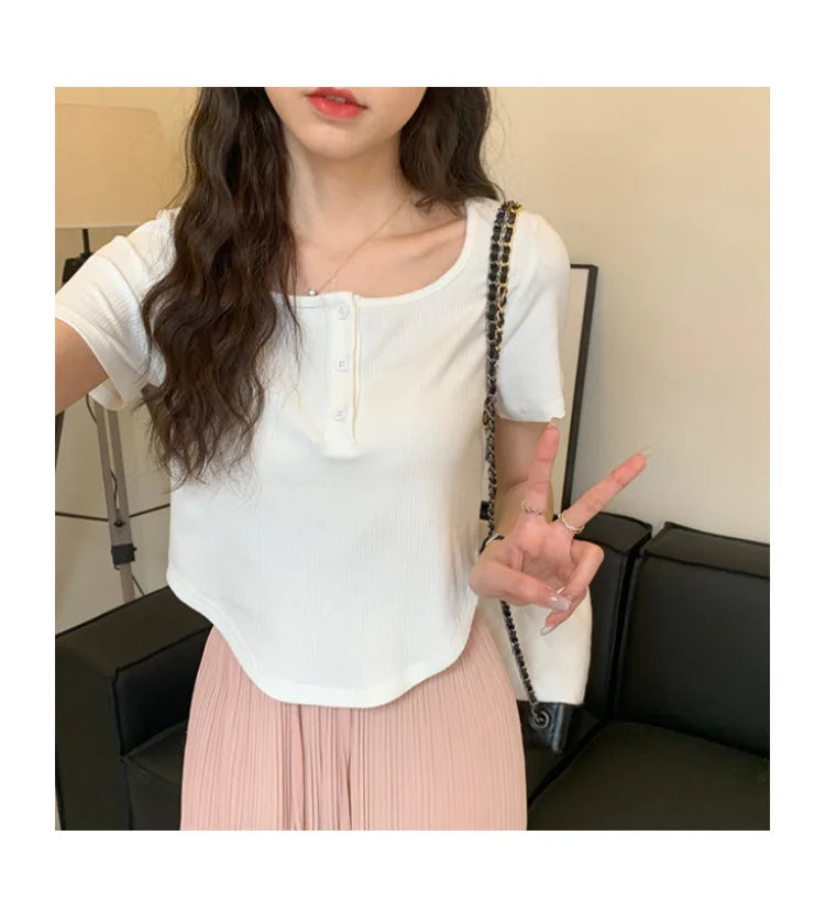 Y2k Korean Sweet Tee Casual Slim Fit Women's T-Shirt